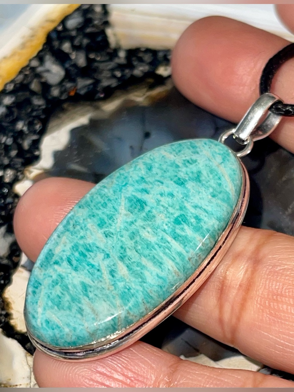 Green Amazonite Crystal Pendant 2 1/4”